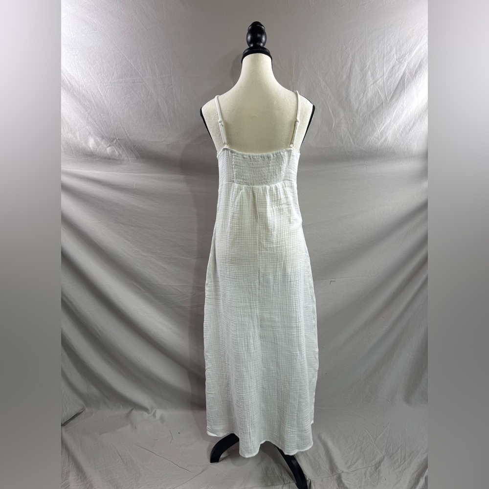 LAST ONE 🔥Button Cami Shirred Back Maxi Dress White - Picture 9 of 9
